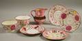 Seven Sunderland Pink Lustre Decorated Pottery Items