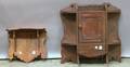 Victorian Walnut Hanging Wall Cabinet and Bracket Wall Shelf