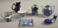 Seven Chinese Export Blue and White Porcelain Table Items
