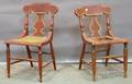 Pair of Classical Grained and Paintdecorated Side Chairs with Caned Seats