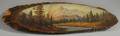 JL Green Painted Rustic Pine Slab Panel Depicting a Mountain Landscape