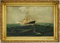 American School 19th Century Stormy Sky with Ship in Distress