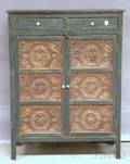 Bluepainted Wood and Punched Tin Panel Twodoor Pie Safe