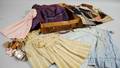 Small Suitcase with Doll Clothing Miniature Crazy Quilt and Motherofpearl Case