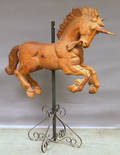 Carved Hardwood Carouselstyle Unicorn Figure