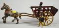 Painted Cast Iron and Sheet Metal Horse and Cart Toy