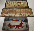 Three Wool Pictorial Hooked Rugs with Winter Scenes
