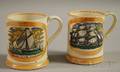 Two Sunderland Orange Lustre Transferdecorated Frog Mugs