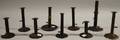 Nine Assorted Sheet Iron Pushup Hogscraper Candlesticks
