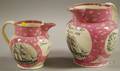 Two Sunderland Pink Lustre Transferdecorated Pottery Jugs