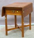 Country Chippendale Maple Dropleaf Pembroke Table with End Drawer and Crossed Stretchers