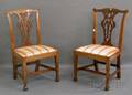 Pair of Georgianstyle Carved Mahogany Side Chairs with Upholstered Slip Seats