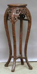 Chinese Export Marbleinset Carved Hardwood Stand