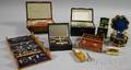 Nine Assorted Mostly 19th Century Sewing Boxes and Cases with Contents