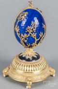 Franklin Mint House of Faberge sterling silver music box egg
