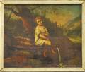 Continental School 19th20th Century Child Seated in Landscape