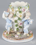 Pair of German figural porcelain spill vases