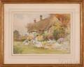 Alfred A Waters British 18491912 Thatched Cottage and Garden
