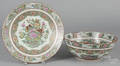 Chinese export famille rose porcelain punch bowl and charger