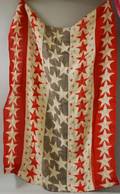 Red White and Blue Stars and Stripes Printed Pieced Linen Suffragettes Parade Smock