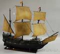 Painted Wood Model of a Threemasted Sailing Ship Revenge