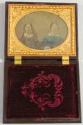 Cased Quarterplate Ambrotype Portrait Photograph of Two Sisters