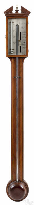 English mahogany stick barometer 19th c