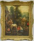 Continental School 18th Century Style Landscape with Figures at Work and Play