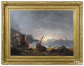 Continental oil on canvas coastal scene 19th c