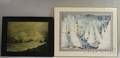 Lot of Two Works M Maryellen Hollmann Hollis American b 1960 Sailboats by a Lighthouse Probably Florida