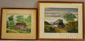 Two Framed Watercolors Jo Gross American 20th Century Speeding Locomotive