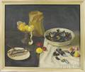 Etienne Caron French b 1921 Still Life with Mussels Sardines and Lemons