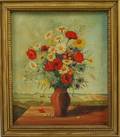 Continental School 20th Century Floral Still Life in Landscape