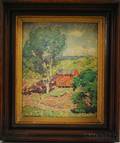 Attributed to Arthur E Schneider American 1866  1942 Red Barn in a Summer Landscape