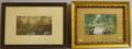 Lot of Two Works American School 19th Century Landscape with Cows at a Stream