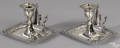 Pair of English silver chambersticks and snuffers 19th20th c