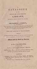 Library Sale Catalog Gordon Sir Robert