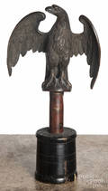 Three metal eagle finials