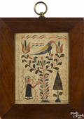 Southeastern Pennsylvania watercolor fraktur bookplate early 19th c