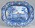 Historical Blue Staffordshire Pennsylvania Hospital Philadelphia well and tree platter