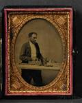 Quarter Plate Tintype Portrait of a Carpenter at His Workbench