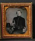 Sixth Plate Daguerreotype Portrait of a Union Soldier with a Bugle