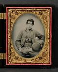 Quarter Plate Tintype Portrait of a Seated Young Man in Military Uniform