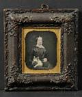 Sixth Plate Daguerreotype Portrait of a Woman with a Cat on Her Lap