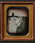 Quarter Plate Daguerreotype Portrait of a Deceased Child in a Crib