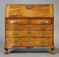 Chippendale Carved Mahogany Reverse Serpentine Slantlid Desk