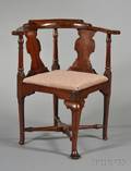 Queen Anne Walnut Carved Roundabout Chair
