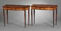 Pair of Federal Mahogany Carved and Flame Birch Inlaid Card Tables