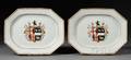 Pair of Chinese Export Porcelain Armorial Octagonal Platters