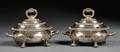 Pair of Small Sheffield Silver Armorial Covered Tureens